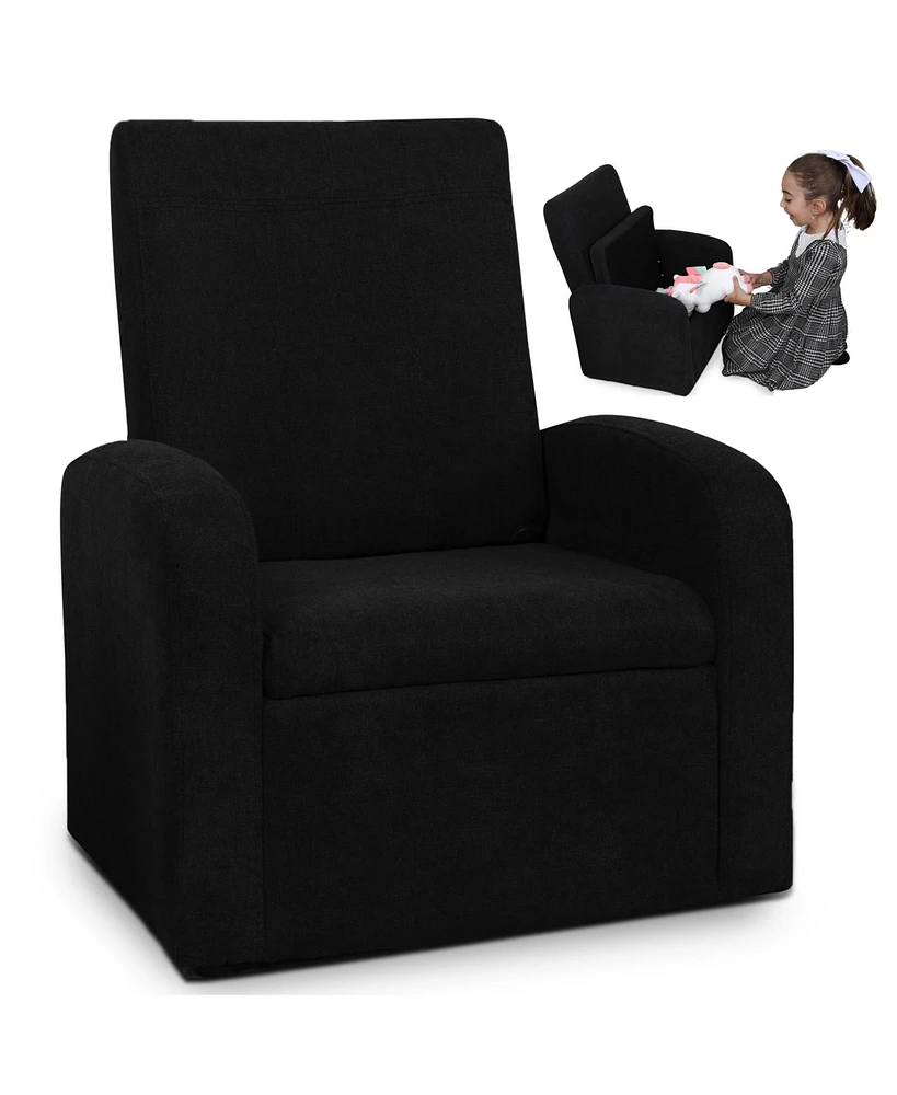Kids Comfy Upholstered Recliner Chair with Hidden Storage Compartment