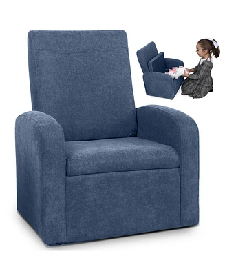 Kids Comfy Upholstered Recliner Chair with Hidden Storage Compartment