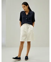 Women's Half-Placket Short Sleeve Button Up Shirt
