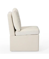 Modern Upholstered Chenille Armless Dining Chairs With Casters
