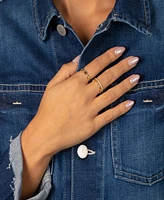 By Adina Eden Cubic Zirconia Pave X Solid Mariner Band Ring