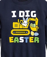 Hybrid Toddler Boys I Dig Easter Graphic Fleece Sweatshirt