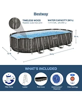 Bestway Power Steel 24 x 12 x 52” Oval Above Ground Outdoor Swimming Pool Set