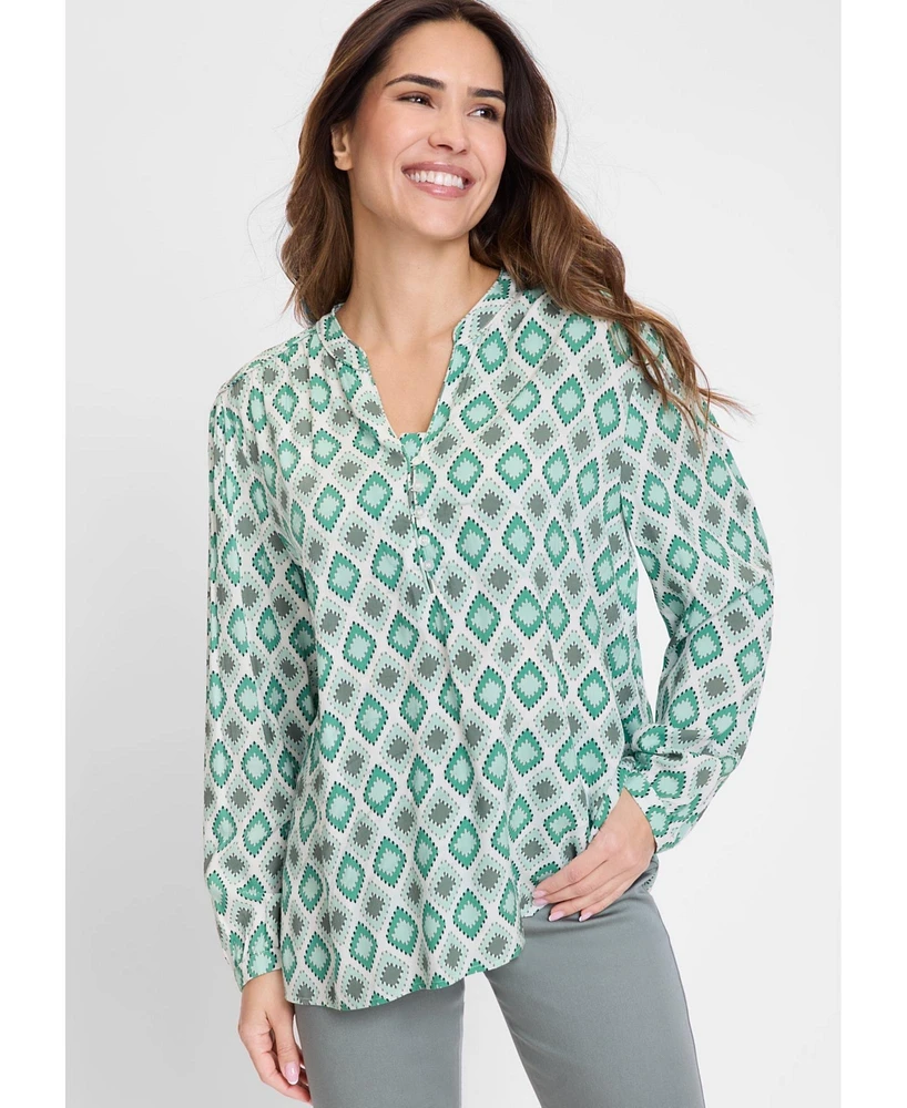 Olsen Women's Ornamental Print Tunic Blouse