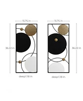 LuxenHome 2-Piece Black, White, and Gold Modern Abstract Wall Decor Set