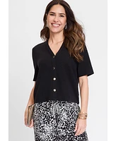 Olsen Women's Short Sleeve Cropped Cardigan