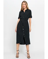 Olsen Women's Crinkle A-Line Shirt Dress