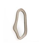 LuxenHome Natural Wood Framed Oval Irregular Wall Mirror, Accent and Vanity
