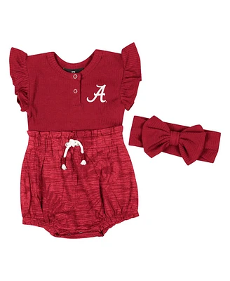 Colosseum Girls Baby Boys and Girls 2-Piece Crimson Alabama Crimson Tide Bodysuit and Headband Set