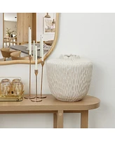 LuxenHome Beige Beehive Round 12.8-Inch Tall MgO Vase