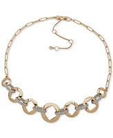 Karl Lagerfeld Paris Two-Tone Pave Square-Cut Link Statement Necklace, 16" + 3" extender
