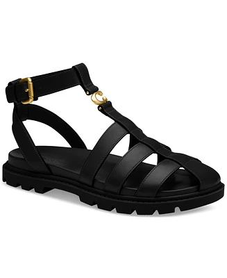 Coach Women's Sculpted C Leather Fisherman Sandals