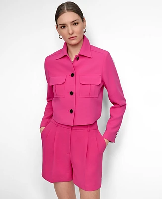 Dkny Women's Aero Crepe Button-Front Cropped Jacket