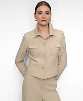 Dkny Women's Seersucker Button-Front Cropped Jacket