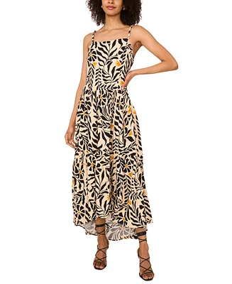 1.state Women's Floral-Print High-Low Maxi Dress
