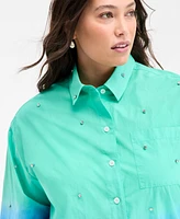 On 34th Trendy Plus Ombre Rhinestone Shirt, Exclusively at Macy's