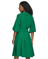 Calvin Klein Women's Belted Puffed-Sleeve Shirtdress