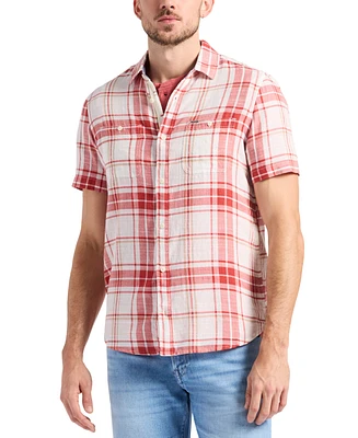 Men's Sagrino Fitted Short Sleeve Plaid Button-Front Shirt