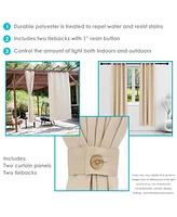 52 x -Inch Indoor/Outdoor Room Darkening Curtains with Grommet Top - Includes Tieback