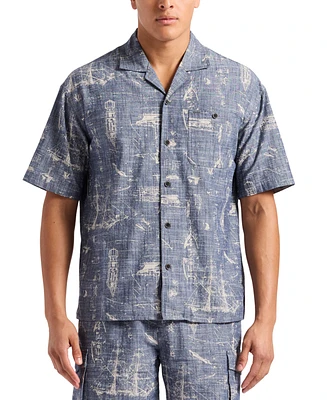 Men's Sonix Relaxed-Fit Nautical-Print Button-Down Camp Shirt
