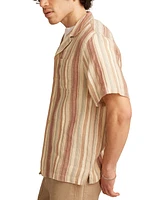 Lucky Brand Men's Short Sleeve Dobby Stripe Button-Front Camp Shirt