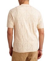 Lucky Brand Men's Short Sleeve Pointelle Button-Front Sweater