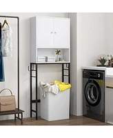 Over The Toilet Storage Cabinet with 2 Doors and Adjustable Shelf