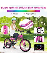 18-Inch Kids Bike with Led Lights, Training Wheels, and Headlight, Adjustable Seat for Ages 4-8
