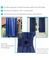 101 x 83 Inch Indoor/Outdoor Blackout Curtain with Grommet Top - Includes Tieback Blue Single Panel