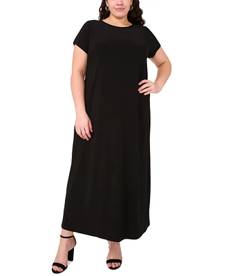 Msk Plus Round-Neck Short-Sleeve Maxi Dress