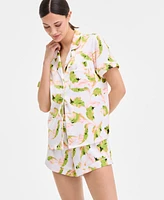 I.n.c International Concepts Women's Stretch Satin Short-Sleeve Pajama Set, Exclusively at Macy's