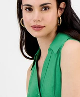 I.n.c. International Concepts Petite Belted Linen-Blend Sleeveless Shirtdress, Created for Macy's