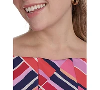 Vince Camuto Petite Printed Square-Neck Scuba Dress
