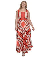 Eliza J Plus Printed Square-Neck Maxi Dress