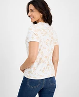 Style & Co Women's Printed Short-Sleeve V-Neck Top, Exclusively at Macy's