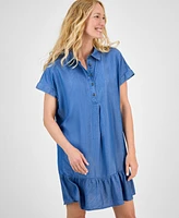 Style & Co Women's Chambray Short-Sleeve Shirtdress, Exclusively at Macy's