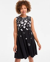 Style & Co Petite Placed-Floral Sleeveless Flip Flop Dress, Exclusively at Macy's