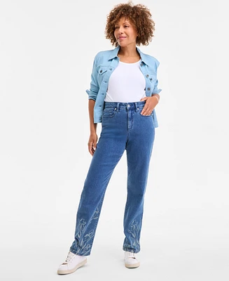 Style & Co Women's Printed High-Rise Straight-Fit Jeans, Exclusively at Macy's