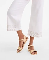 Women's High-Rise Embroidered-Cuff Crop Jeans, Exclusively at Macy's