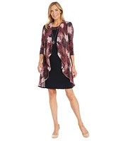R & M Richards Petite Necklace-Sheath Dress Chiffon Jacket Set