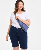 Style & Co Plus Mid-Rise Roll-Cuff Bermuda Denim Shorts, Exclusively at Macy's