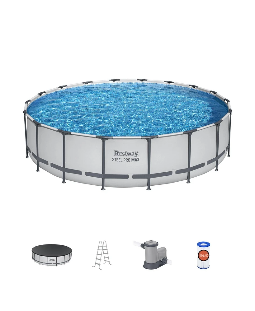 Bestway Steel Pro Max 18'x48" Round Above Ground Swimming Pool with Pump & Cover