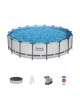 Bestway Steel Pro Max 18'x48" Round Above Ground Swimming Pool with Pump & Cover