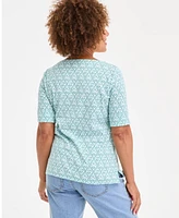 Style & Co Petite Bridge Geo Elbow-Sleeve Knit Top, Exclusively at Macy's