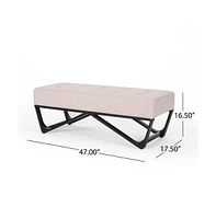 Upholstered Bench with Black Geometric Legs and Modern Bentwood Frame for Living Room or Bedroom-The Pop Home