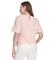 Tommy Hilfiger Women's Dot-Print Tie-Waist Short-Sleeve Top