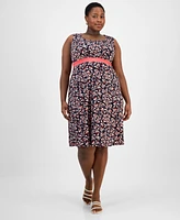 Sandra Darren Plus Round-Neck Open-Front Cardigan