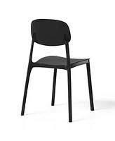 Modern Stackable Polypropylene Plastic Patio Dining Chair (Set of 2)