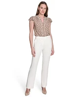 Tommy Hilfiger Women's Dot-Print Split-Neck Flutter-Sleeve Top