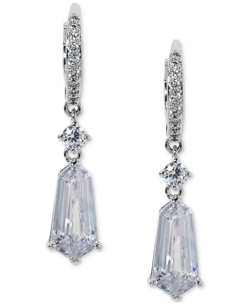 Eliot Danori Silver-Tone Cubic Zirconia Drop Earrings, Exclusively at Macy's